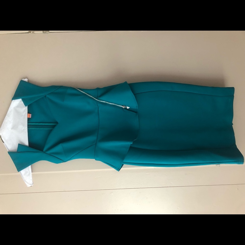 Green/ Blue Peplum Interview Pageant Dress